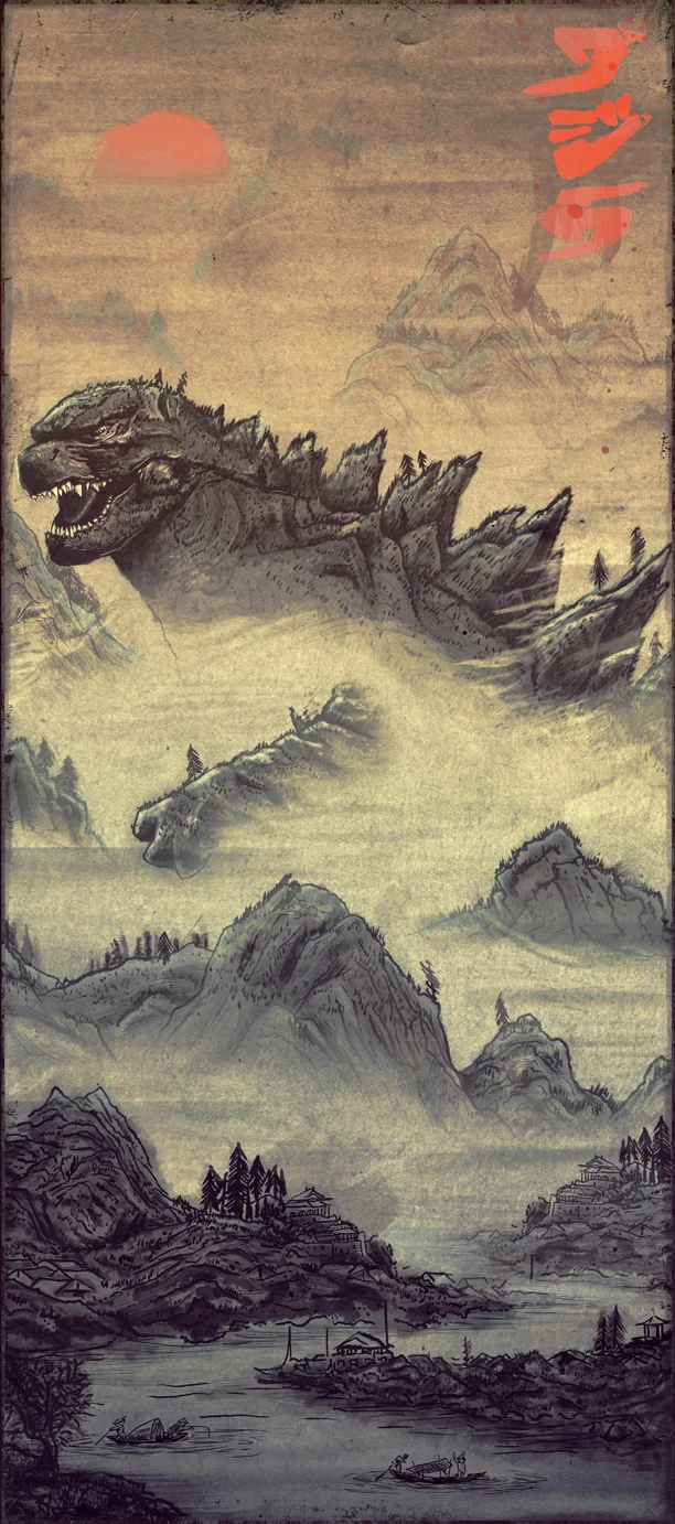 Godzilla 'Hiroshige' Variant — Daniel Nash Illustration